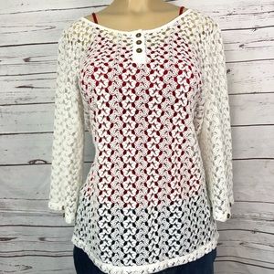 Simply Noelle Hi-Low Tunic cram crochet top